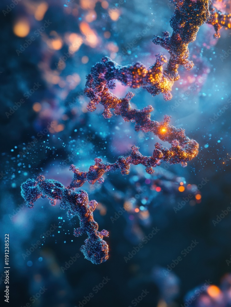 Fototapete colorful visualization of antibodies expertly targeting glowing viruses in a dynamic molecular envir