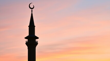 Obraz premium Mosque Dome Silhouette Against Colorful Sky at Sunset