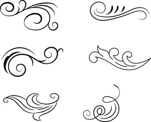 Set of decorative elements.Vector illustration. Black on white.