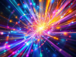 Fototapeta premium Vibrant Cosmic Explosion with Radiant Light Beams