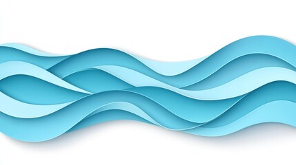 Naklejka premium Abstract ocean waves paper cut design, white background, website banner
