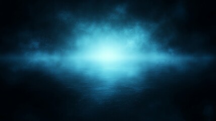 Fototapeta premium Mystical Horizon with Ethereal Blue Glow and Abstract Cosmic Atmosphere