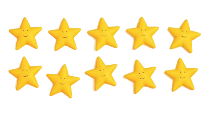 group of 10 yellow stars different poses