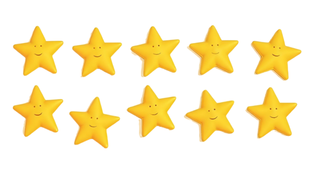 group of 10 yellow stars different poses