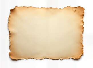 Obraz premium Aged paper sheet. Antique parchment background. Old paper texture. Blank page. Weathered paper. Rustic material. Vintage document. Empty paper. Isolated backdrop. Blank parchment. Torn edges. Damaged