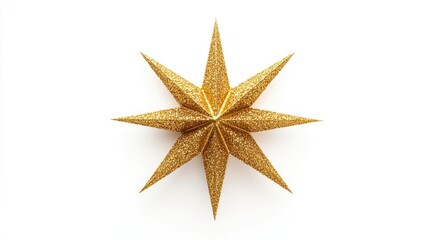 **"Christmas Decoration: Brocaded Gold Star Isolated on White and