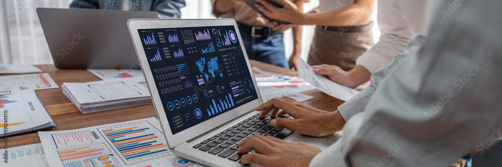 Leinwandbilder business data dashboard provide business intelligence analytic for marketing strategy planning brisk