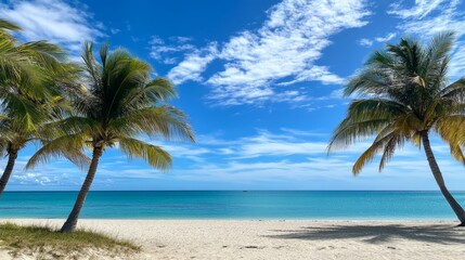 Obraz premium Tropical Beach Paradise with Palm Trees