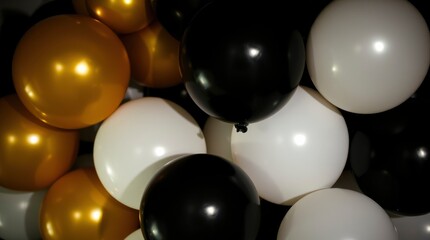black, white and yellow balloons happy birth days background