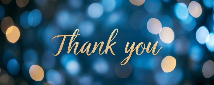 thank you, thank you letterings on bokeh blurred background, show appreciation