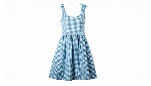 Adorable blue gingham sundress with knotted straps. Perfect summer style!