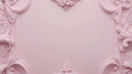 Pink ornate frame surrounds a blank pastel background