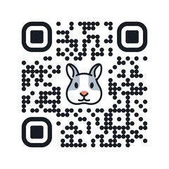 Smartphone readable QR code Happy Easter with bunny icon. Vector illustration