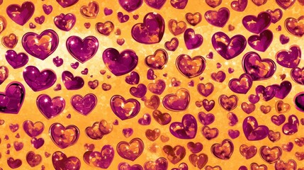 Muted Pastel Terrazzo Style with Hearts on Vibrant Orange Background