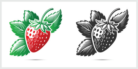 Black silhouette of strawberry for logo or pictogram.	Fresh and vibrant strawberry icon, perfect for food, nature, and healthy lifestyle themes.