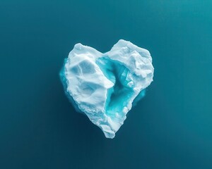 Fototapeta premium Abstract Earthshaped iceberg dissolving into the ocean, symbolizing the melting polar regions, impactful art