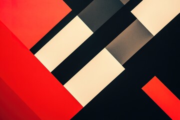 Fototapeta premium Abstract geometric design with red, black, and beige