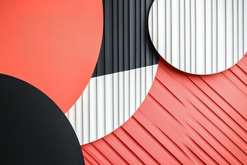 Abstract geometric pattern in coral, black, and white.