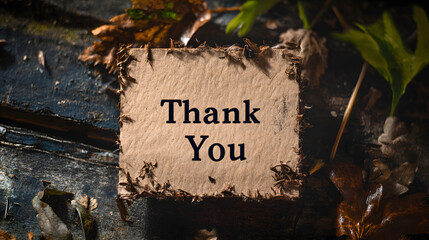 Naklejka premium Earthy Eco-Friendly Thank You Card with Recycled Paper Textures and Centred 