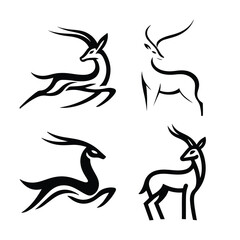Deer silhouettes vector set illustration, black deer head icon bundle, hand drawing deer, Black Reindeer, Set of deer's