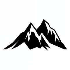 Mountain peaks with snow, icon, simple black and white sketch highlighted on a white background, picture, image, background