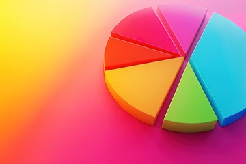 Obraz premium Colorful 3D pie chart on gradient background