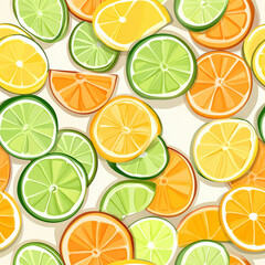 Overlapping lime, orange, and lemon slices create vibrant, fresh pattern