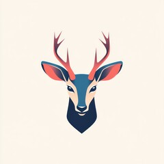 Stylized deer head, elegant design,  white background, logo design