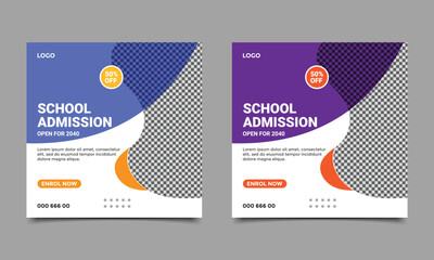 School admission social media post banner.