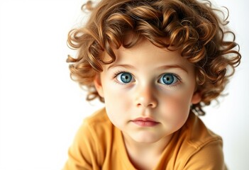 Portrait of a 3-year-old boy on a white background