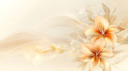 Fototapeta premium Elegant Golden Lilies with Flowing Abstract Design