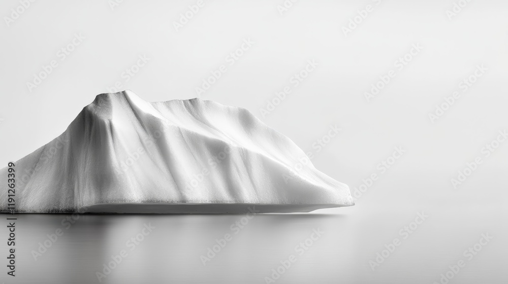 Fototapete White mountain reflecting on a rippling water surface, creating an abstract and minimalist landscape where light and shadow dance in a serene interplay of forms and textures