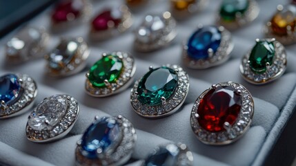 Collection of Oval Gemstone Rings in Jewelry Box