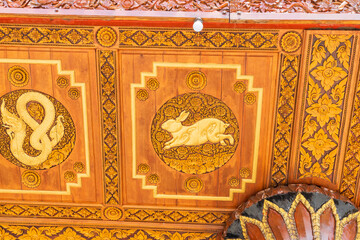 The year of the rabbit carvings at Doi Suthep near Chiang Mai in Thailand