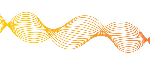 Abstract orange wave line on transparent background. Creative wavy stripes line art for technology, science and template. Colorful glowing frequency sound wave technology wavy lines tech futuristic