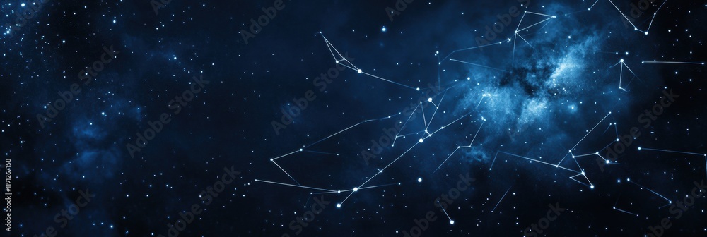 Aufkleber starry night sky with bright constellations visible across a vast expanse and a luminous full moon o