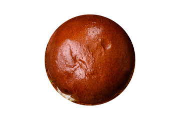 Delicious burger with beef patty, fried egg, bacon, herbs, sauce, salt and spices