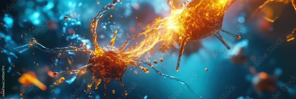 Poster visualized antibodies attacking glowing viruses in a dramatic scientific representation. generative 
