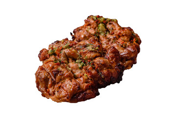 Grilled chicken fillet with garlic sauce, hot pepper