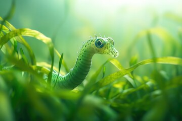 Seagrass pipefish blending in serene underwater environment