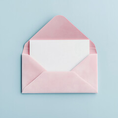 Blank card mock up in a velvet envelope