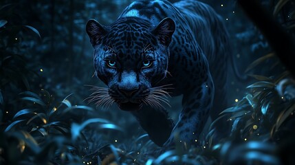 "A Wild Panther Moving Silently Through the Thick Jungle Underbrush"