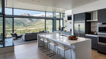 modern design, clean, spacious kitchen with bright colors