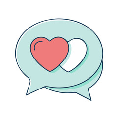 heart in a speech bubble vector icon, heart in a speech bubble vector illustration - simple illustration of heart in a speech bubble, perfect for logos and iconsheart in a speech bubble