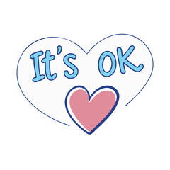 heart with it s ok text vector icon, heart with it s ok text vector illustration - simple illustration of heart with it s ok text, perfect for logos and iconsheart with it s ok text