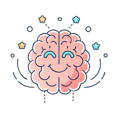 smiling brain vector icon, smiling brain vector illustration - simple illustration of smiling brain, perfect for logos and iconssmiling brain