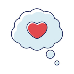 thought cloud with heart vector icon, thought cloud with heart vector illustration - simple illustration of thought cloud with heart, perfect for logos and iconsthought cloud with heart