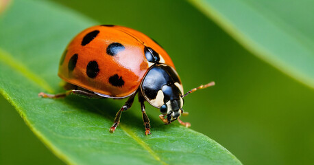 Obraz premium beautifull lady bug on leaves close up photo