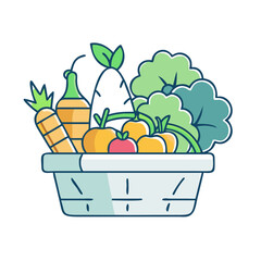 basket of mixed vegetables vector icon, basket of mixed vegetables vector illustration - simple illustration of basket of mixed vegetables, perfect for logos and iconsbasket of mixed vegetables