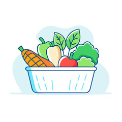 basket of mixed vegetables vector icon, basket of mixed vegetables vector illustration - simple illustration of basket of mixed vegetables, perfect for logos and iconsbasket of mixed vegetables